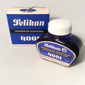 Vintage Pelican 4001 Königsblaue Fülltinte, Made in W.-Germany, Kalligraphie-Tusche, fast voll