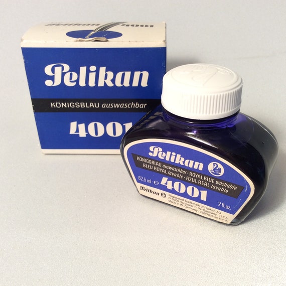 Vintage Pelican 4001 Royal Blue Fountain Ink, Made in W.germany,  Calligraphy Ink, Almost Full 