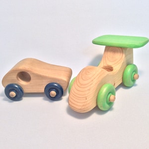 Vintage Wooden Toy Cars for Toddlers, Set of 2 cars