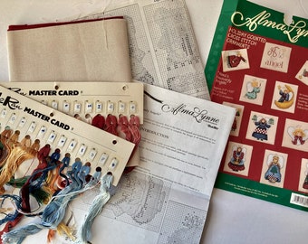 Adornos navideños de punto de cruz contado de Alma Lynne, Bucilla - 83814 - Hecho en EE. UU., NOP