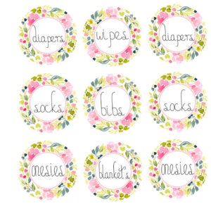Baby nursery floral labels