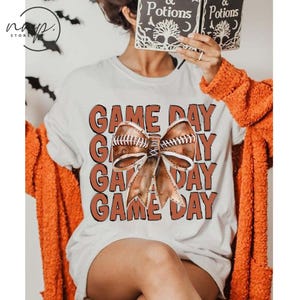 Comfort Colors® Coquette Bow Game Day Football Season shirt, Football Bow shirt, Football Mom, Fall Football, Football Season shirt, Sports