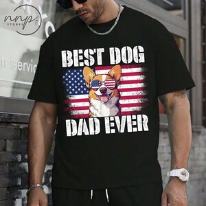 Comfort Color Best Corgi Dad Ever American Flag Fathers Day shirt, Funny Retro Vintage Dog Dad T-shirt Gift For Dad, Gift For Dad Lovers