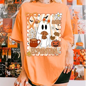 Comfort Colors® Aqui Espantan Spanish Halloween Sweatshirt, Dia De Muertos Shirt, Spooky Latina shirt, Mexican Conchas, Funny Spooky Shirt