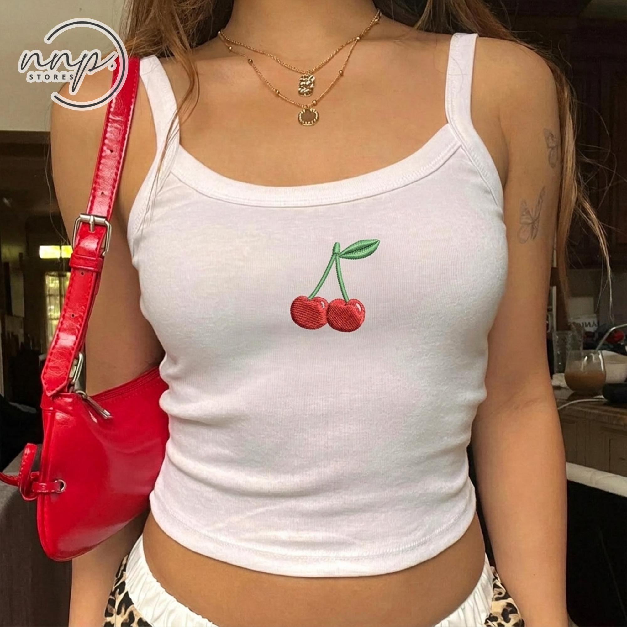 Black Tank Top With Cherries - Etsy
