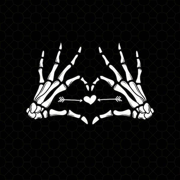 Skeleton Hand Heart Sign Vintage Halloween PNG Spooky Season PNG