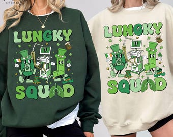Comfort Colors® Lunky Squad Lung Squad St Patricks Day Shirt, Lucky Respiratory Therapy, Lung Therapist, RT Hoodie, Pulmonologit Sweatshirt