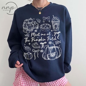 Comfort Colors® Meet Me At The Pumpkin Patch shirt, Fall sweatshirt, Autumn shirt, Fall Season T-shirt, Cozy Vibes shirt, Doodle style tee
