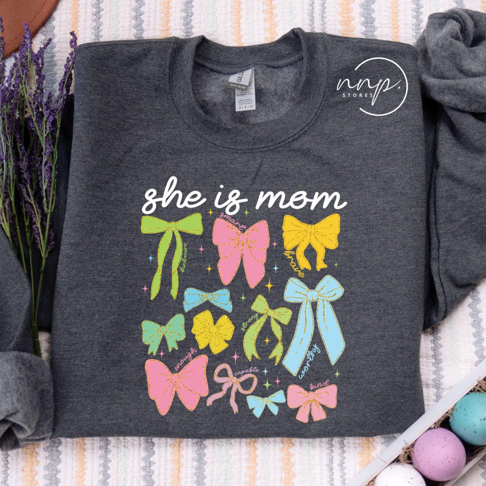 Snorider Design She Is Mom Mother Day Sweatshirt, Mothers Day Shirt, Mom Shirt, Mom Shirt, Blessed Mom Shirt, Mother'S Day Gift, Gift For Mom