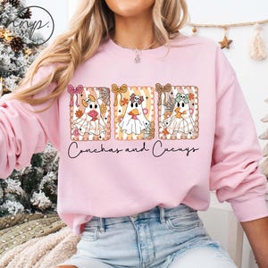 Comfort Colors® Conchas and Cucuys Spanish Halloween Sweatshirt, Ghost shirt, Spanish Halloween shirt, Spooky Latina shirt, Mexican Conchas