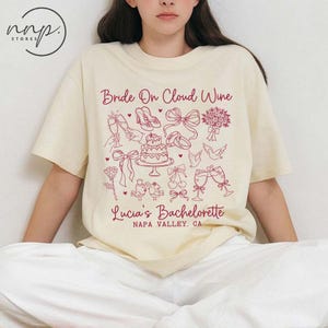 Bride on Cloud Wine Comfort Colors® Chemise de célibataire avec nom personnalisé, chemise de mariage avec nom personnalisé, fête de mariage, t-shirt de la mariée, demoiselle d&#39;honneur, club de la mariée