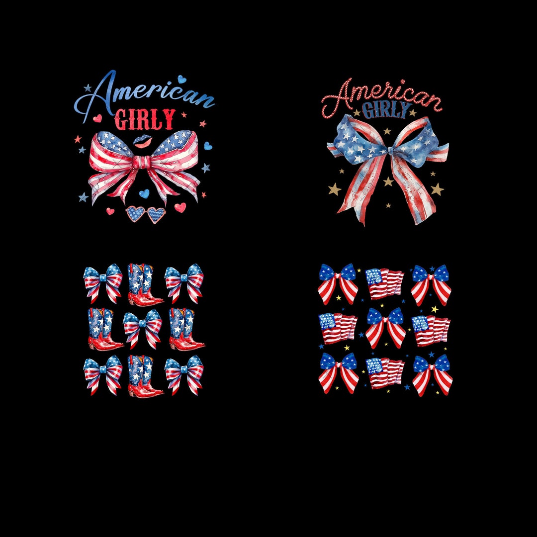 4 Coquette American Flag Png, Coquette Bow Png, 4th of July Sublimation ...