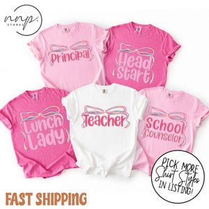 Pink Coquette Bow Back To School-shirt, shirt Teacher Squad, First Day of School, adjunct-directeur, begeleider lunchdame, voorsprong