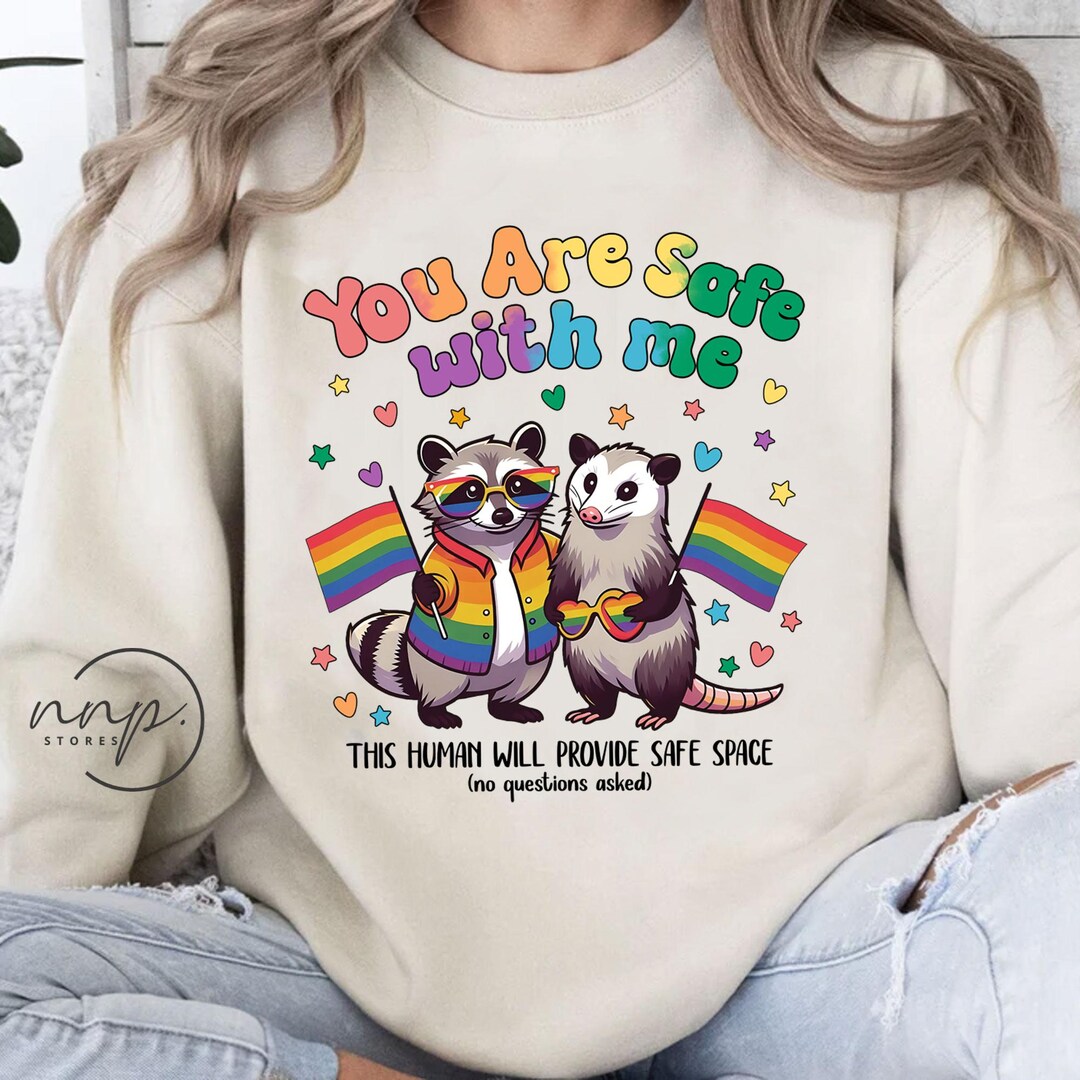 You Are Safe With Me Gay Pride Funny Raccoon LGBT Shirt, LGBTQ Shirt ...