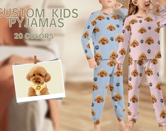 Custom Kids Pajamas,Personalized Pajama Sets,Funny Dog face Pajamas,Family Gift,Gift for Kids,Birthday Gift