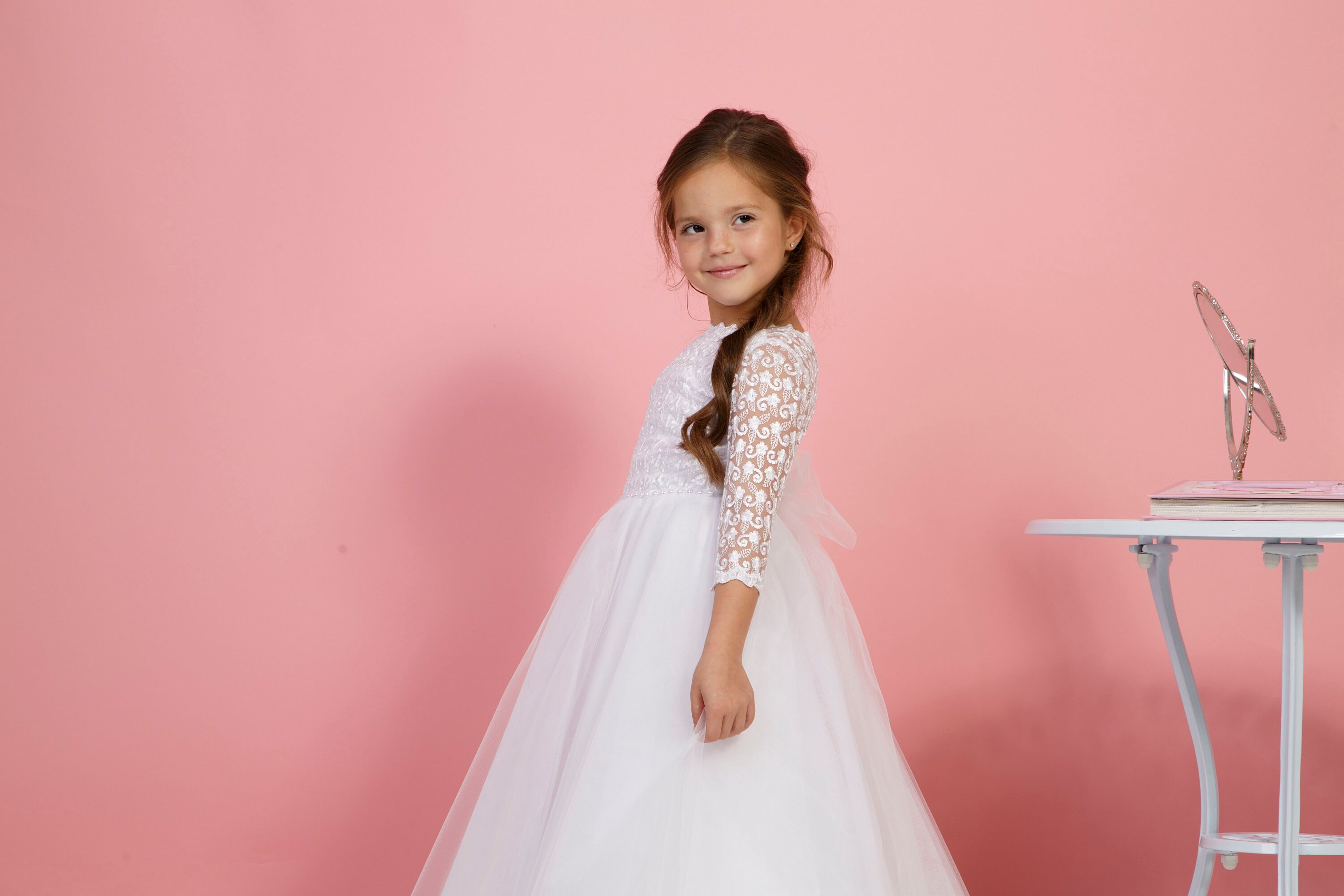 White flower girl dress Lace flower dress Baby formal dress Etsy