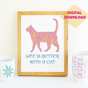 Cat Quote Print Printable Animal Wall Art Cat Illustration Pet - Etsy