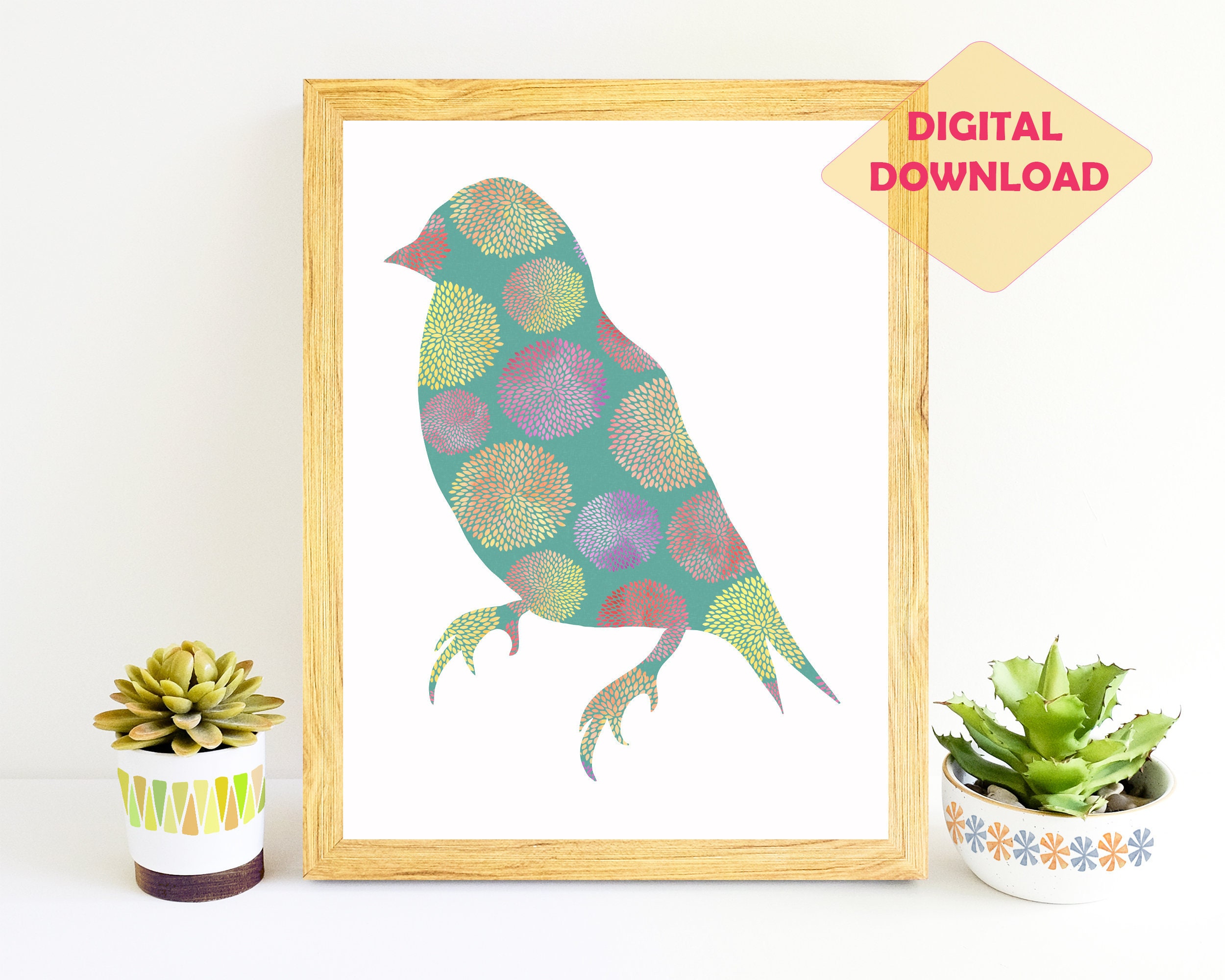 Bird Wall Art Printable Colourful Abstract Bird Printable - Etsy