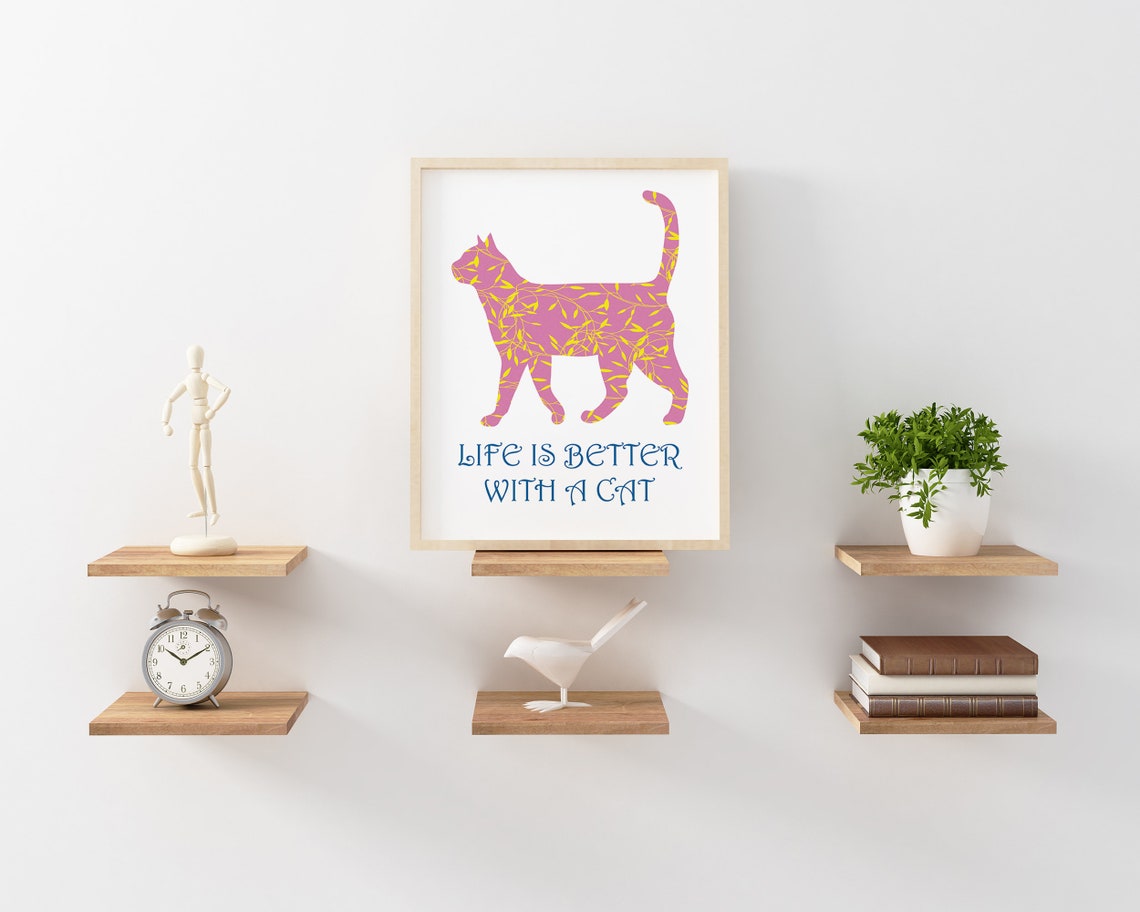 Cat Quote Print Printable Animal Wall Art Cat Illustration | Etsy