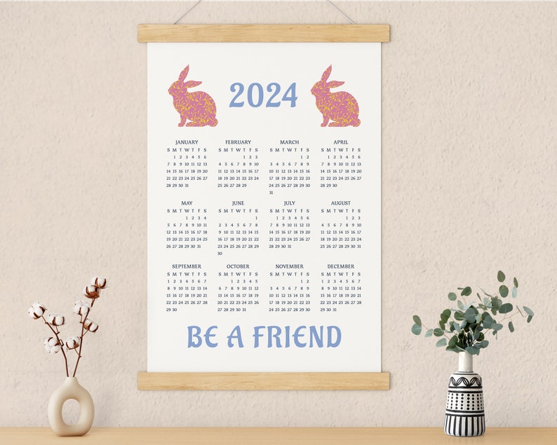 Printable Calendar 2024 Rabbit Rabbit Quote Print Office Etsy Canada