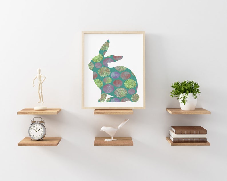 Rabbit Wall Art Printable Colourful Abstract Rabbit Etsy