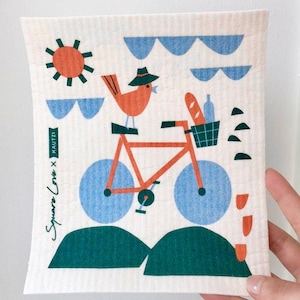 Lavette suédoise Bicycle | Chiffon éponge | Sans odeur | Essuie-tout écologique réutilisable | Cadeau | Les chaussettes de Noël souffrent | Carte de voeux