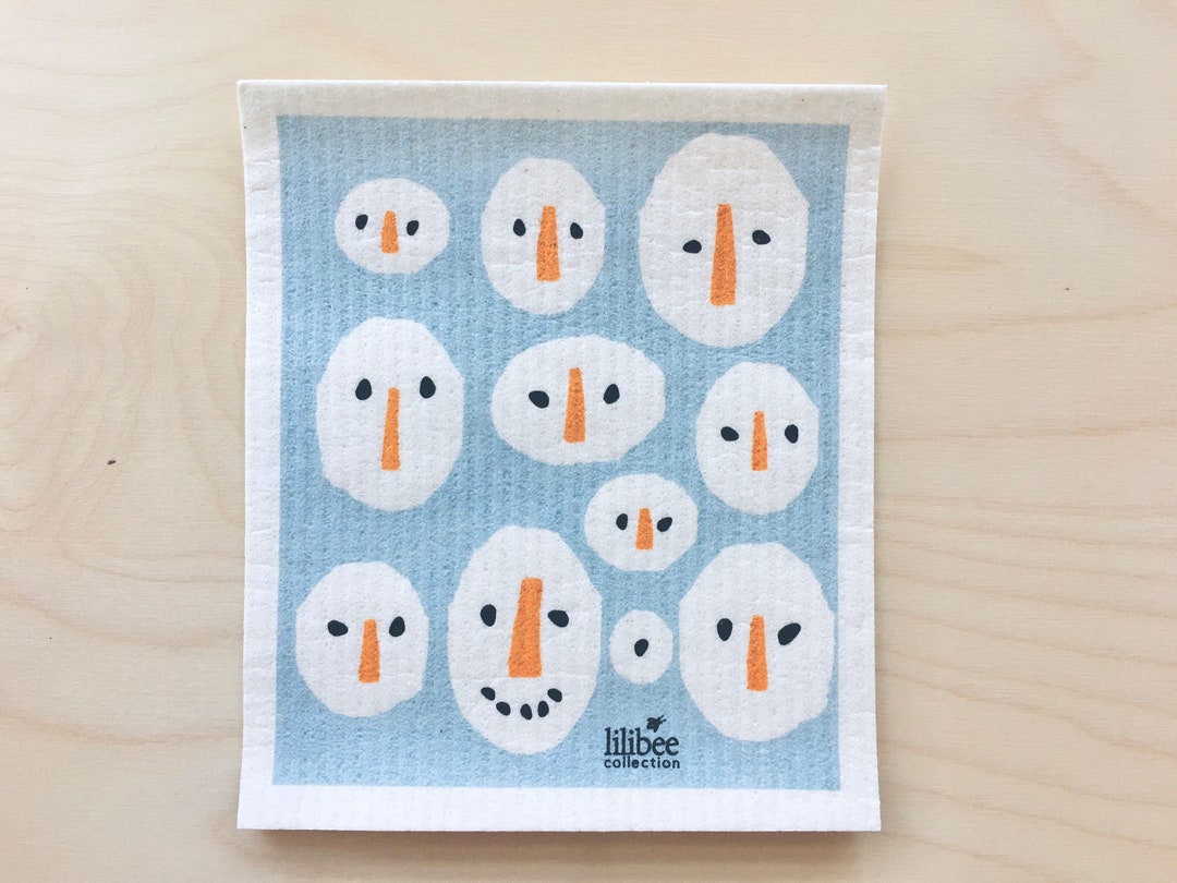 Snowmen Swedish Dishcloth Sponge Cloth Smell Free Etsy