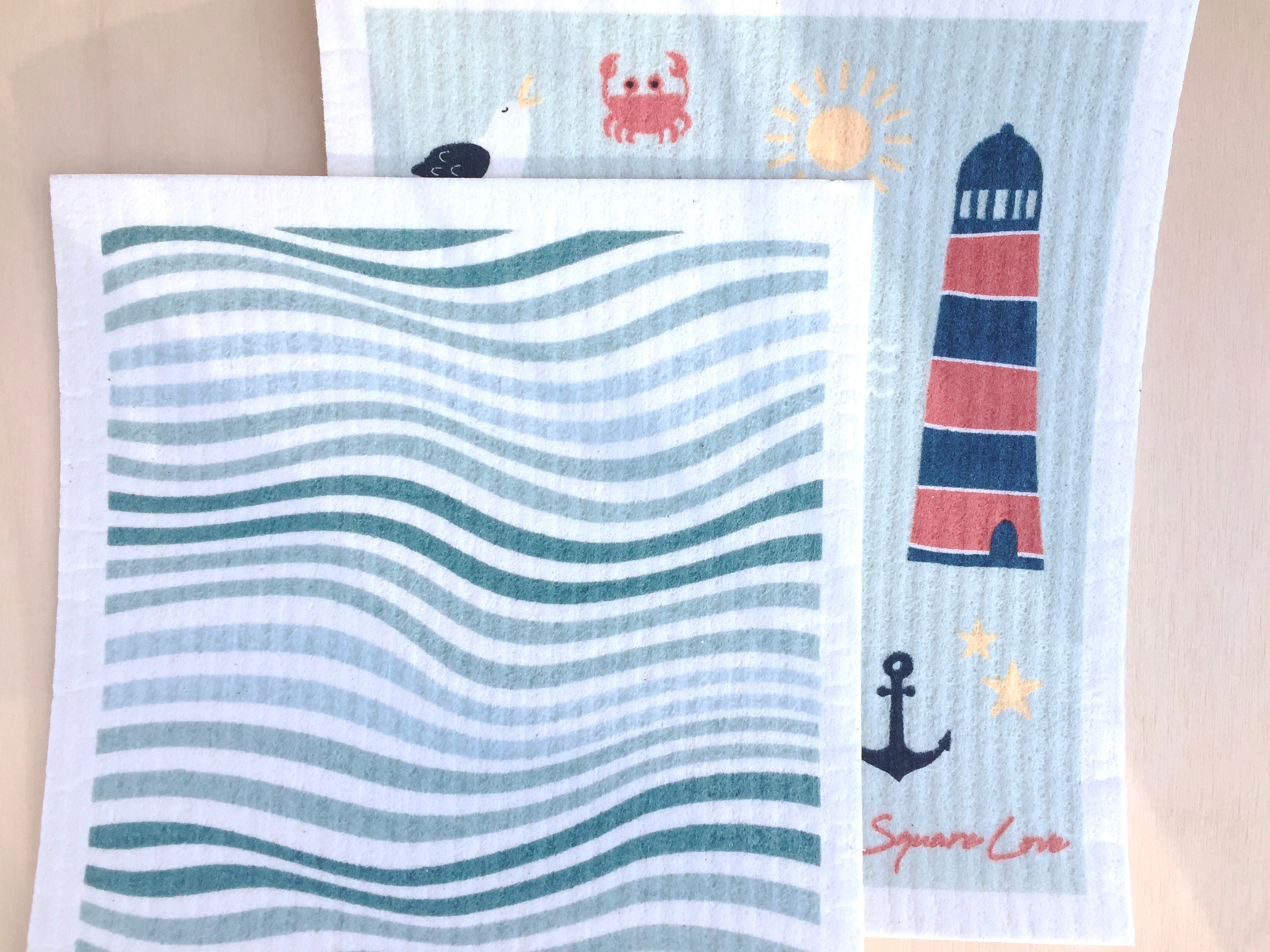 Waves Swedish Dishcloth Sponge Cloth Smell Free Reusable Etsy