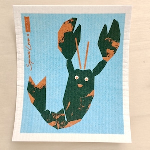 Lavette suédoise Happy Lobster | Chiffon éponge | Sans odeur | Essuie-tout écologique réutilisable | Les chaussettes de Noël souffrent | Carte de voeux