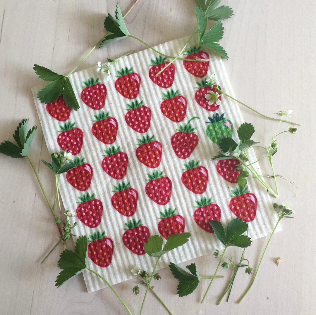 Strawberries Swedish Dishcloth Sponge Cloth Smell Free Etsy