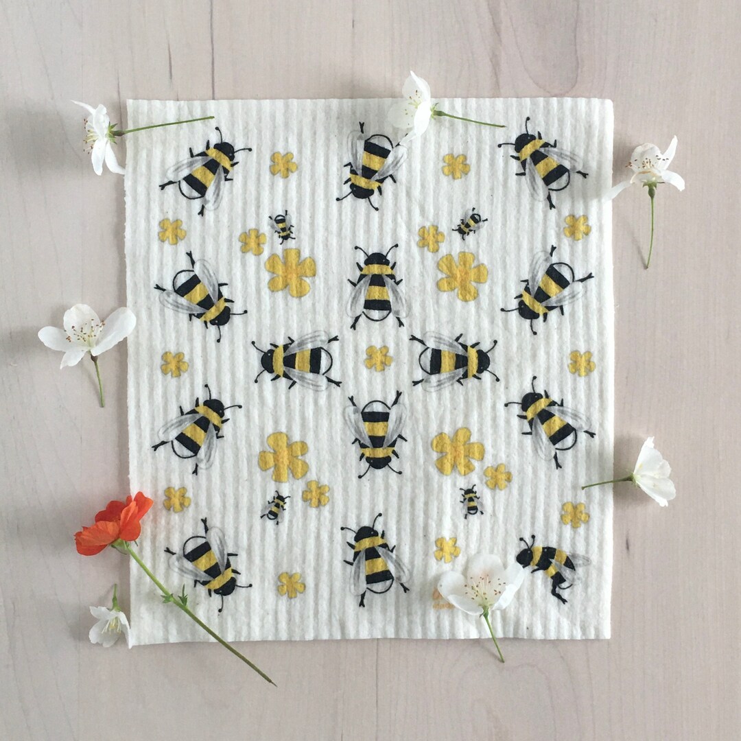 Bees Swedish Dishcloth Sponge Cloth Smell Free Reusable Etsy Canada