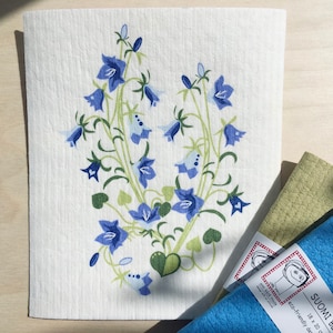 Lavette suédoise Bluebells | Chiffon éponge | Sans odeur | Essuie-tout écologique réutilisable | Souffrez-vous pour le cadeau de Noël de Noël| Carte de voeux