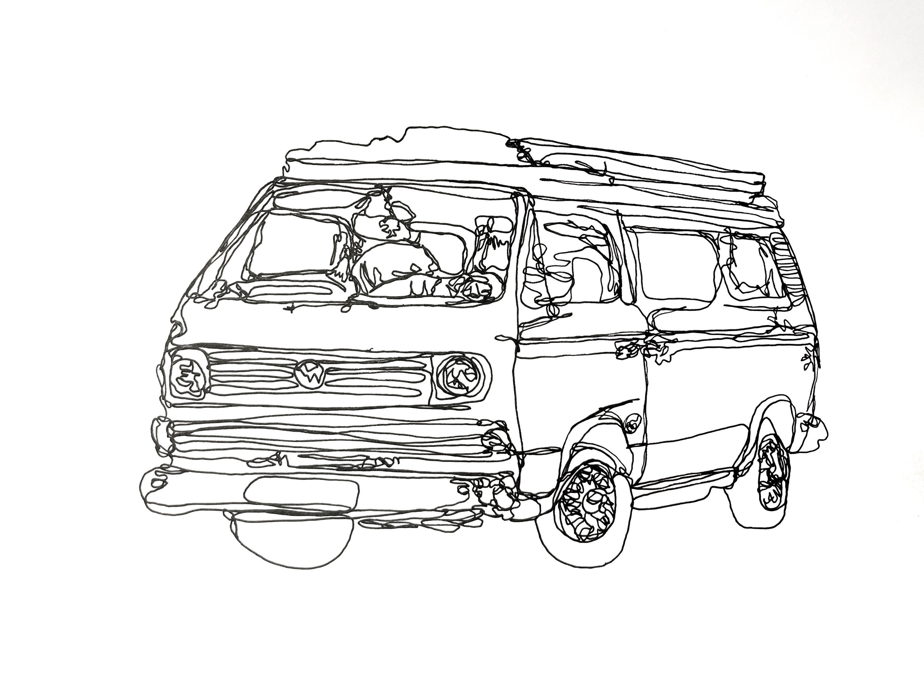 VW T25 Campervan Drawing Individually Hand Drawn Single Etsy UK