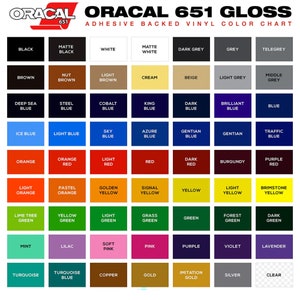 Oracal 651 Permanent Vinyl Adhesive Decal Sticker Craft Vinyl Outdoor Indoor Cricut Silhouette Cameo Works w all craft cutters FREE SHIPPING