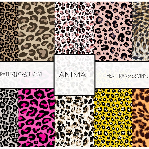 Tierdruck gemustert HTV & Oracal 651 Permanent Leopardenmuster Vinyl funktioniert mit Cricut Silhouette Cameo alle Handwerksschneider | KOSTENLOSER VERSAND AB 20+