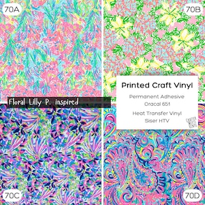 Pattern Vinyl HTV, Lilly P Inspired Floral Vinyl Sticker, Iron on Vinyl for DIY Crafters, Silhouette Cricut Cutting Machine Compatible