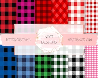 Buffalo Plaid Premium Vinyl, Iron on Vinyl HTV with Heat Tape, Perfect for DIY Crafters, for use with all Cricut cutting machine