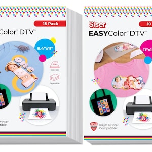 Printable HTV Inkjet | EasyColor DTV Heat Transfer Vinyl for Inkjet Printers - Direct to Vinyl Iron on Inkjet HTV for Light & Dark Fabrics