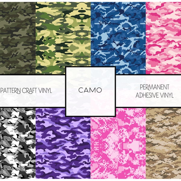 Camo Vinyl Oracal 651 Permanent Adhesive Vinyl Camouflage HTV Heat Transfer Tape Provided Works With All Craft Cutters | FREE SHIPPING 20+