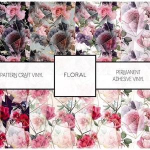 Floral Patterned Permanent Vinyl Oracal 651 & HTV Heat Transfer Vinyl works w Cricut Silhouette Cameo all craft cutters | FREE SHIPPING