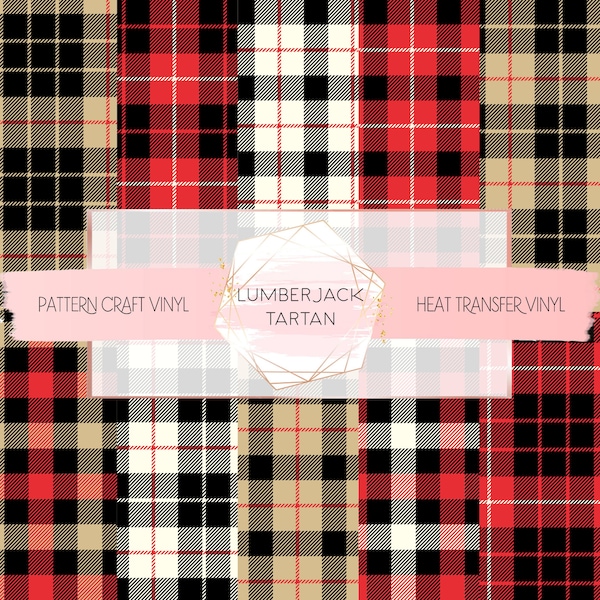 Lumberjack Tartan Pattern Vinyl Professional Print HTV Craft Vinyl Siser Iron On Heat Transfer Oracal Permanent Removable |FREE SHIPPING 20+