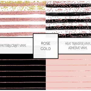 Pattern Vinyl HTV, Rose Gold Pink Stripe Vinyl Sticker & Iron on Vinyl for DIY Crafters, Silhouette Cameo Cricut Cutting Machine Compatible