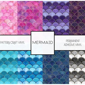 Mermaid Scale Pattern Vinyl Oracal 651 Permanent Adhesive Craft Vinyl & Reusable Vinyl Watercolor Pastel Mermaid Pattern | FREE SHIPPING 20+