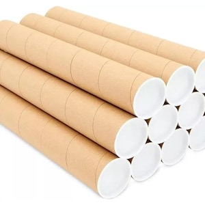Pack of 19 - 3" x 15" Kraft Mailing Tubes With End Caps Round Mailing Tubes with Caps for Poster Tube for Mailing Artwork Crafts Art Holder