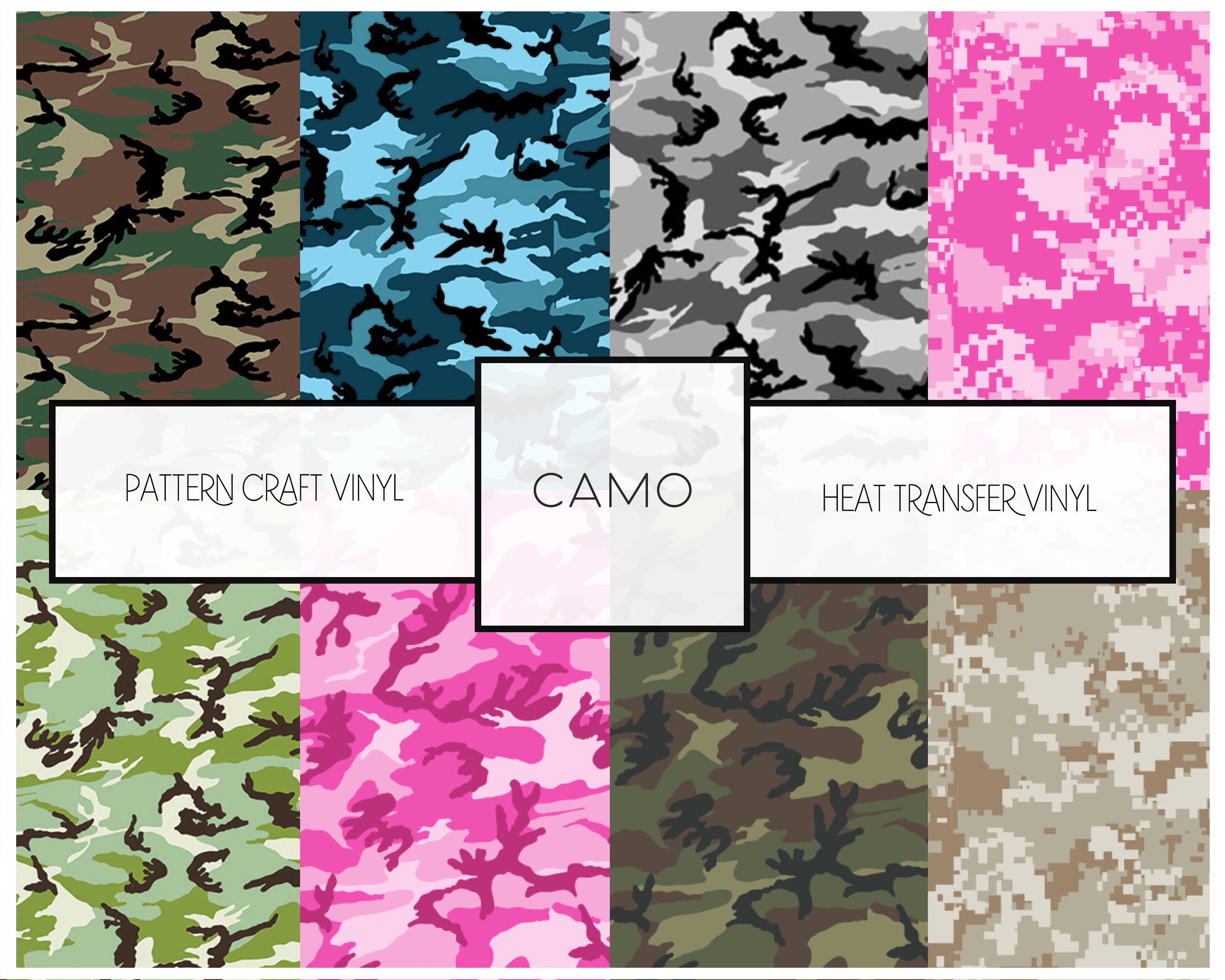 Camouflage Easy Peel Spray Paint Camo Stencils 8 PACK 
