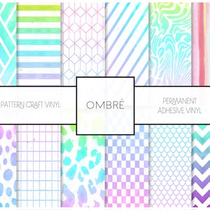 Pattern Vinyl HTV, Iridescent Ombre Adhesive Vinyl, Iron on Vinyl, Perfect for DIY Crafters, Silhouette, Cricut Cutting Machine Compatible