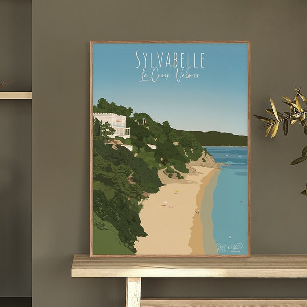 Gigaro, La Croix-Valmer, A1, Sylvabelle, Affiche colorée, illustration, Provence