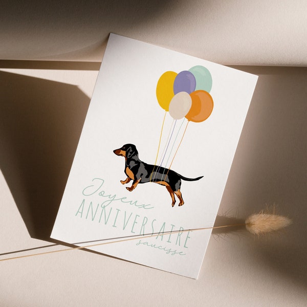 Carte anniversaire, joyeux anniversaire, carte humoristique, chien, A6, A5