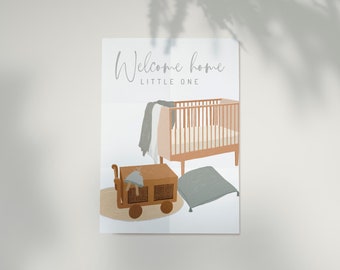 Welcome Home poster, A4, A3, children's room, illustration