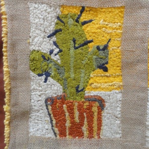 cacti needle punch art work, textile, wall art, desert plants, yarn art,fiber arts image 5